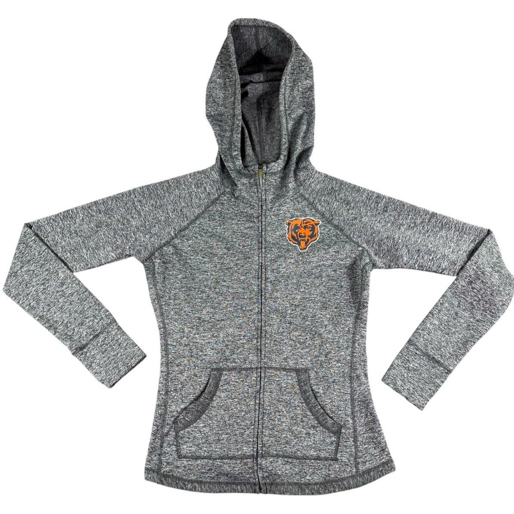 Chicago Bears G-III Apparel Gray Defender Raglan Full Zip Hoodie Womens Size S